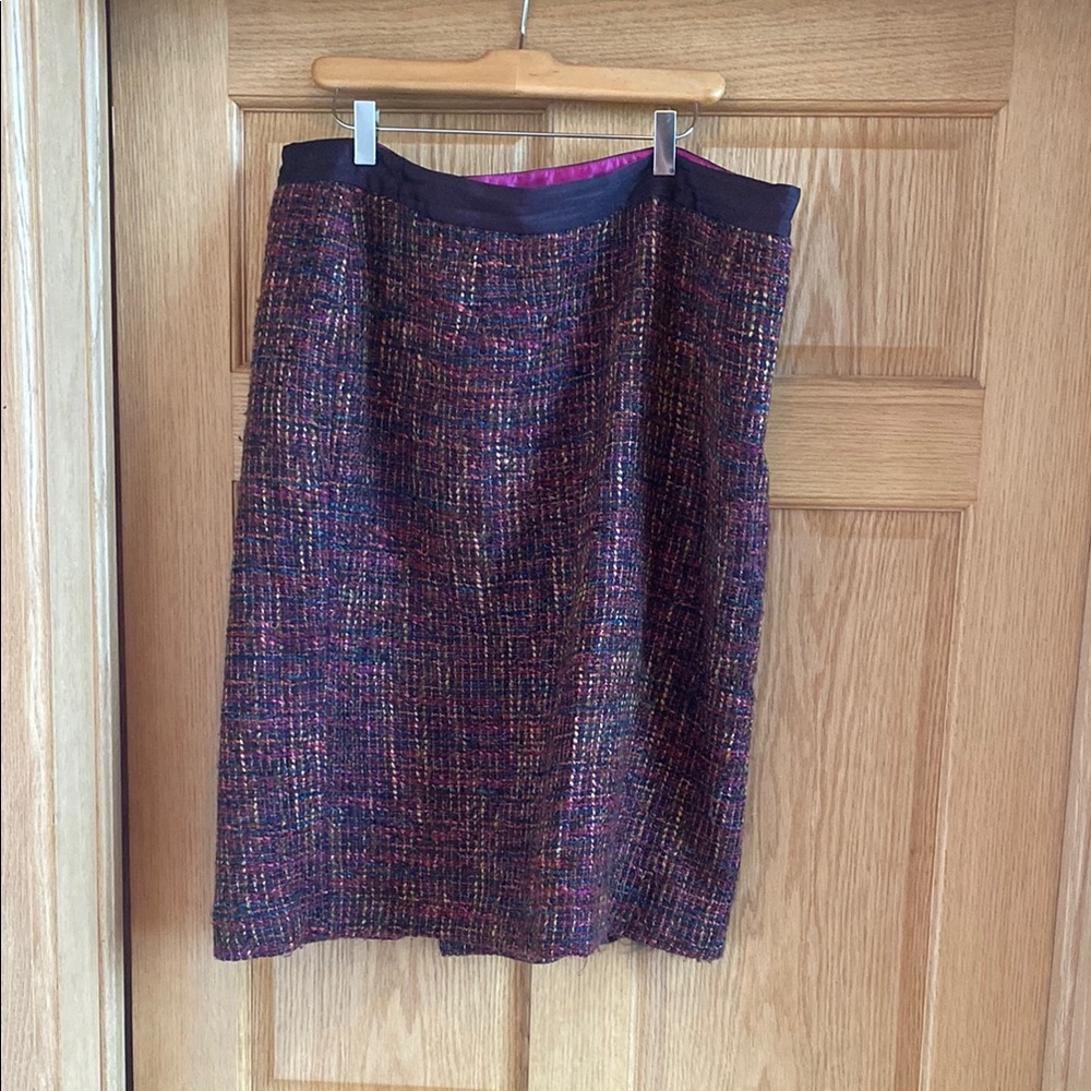 Boden Burgundy Pencil Skirt Knee-Length with multi color flecks in 16 Long